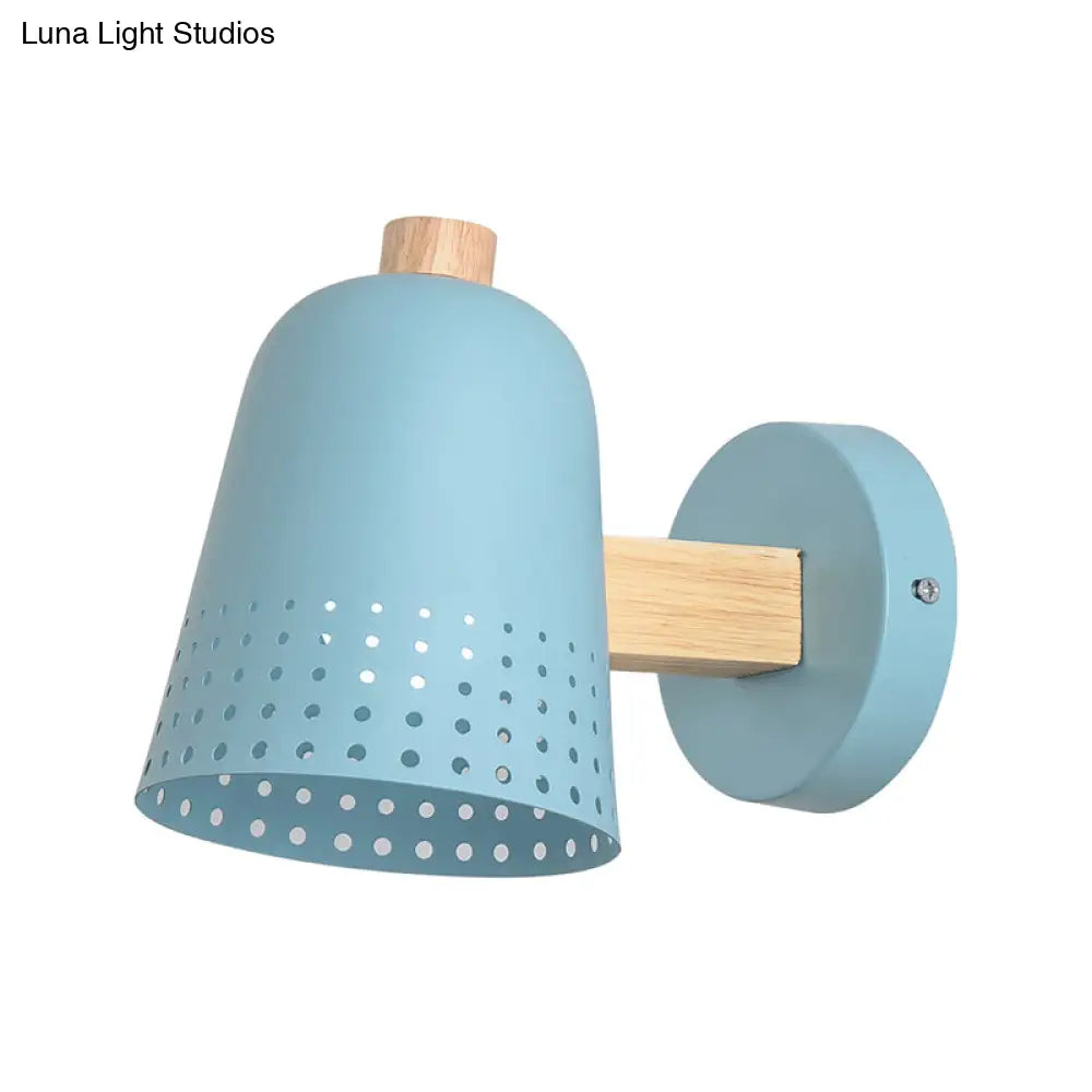 DecorBites™ Blue Macaron Metallic 1 Bulb Wall Sconce Lighting, 5" W - Tapered Wall Fixture for Restaurants