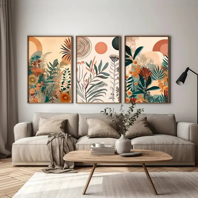 DecorBites™ Boho Floral Modern Canvas Art Set