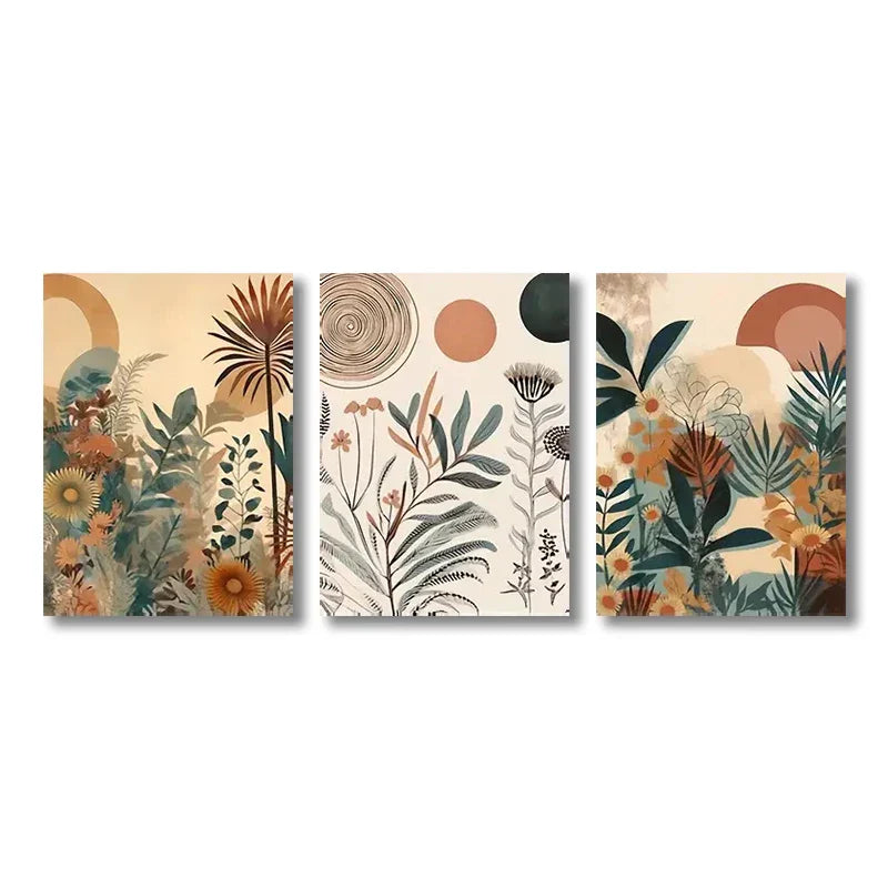 DecorBites™ Boho Floral Modern Canvas Art Set