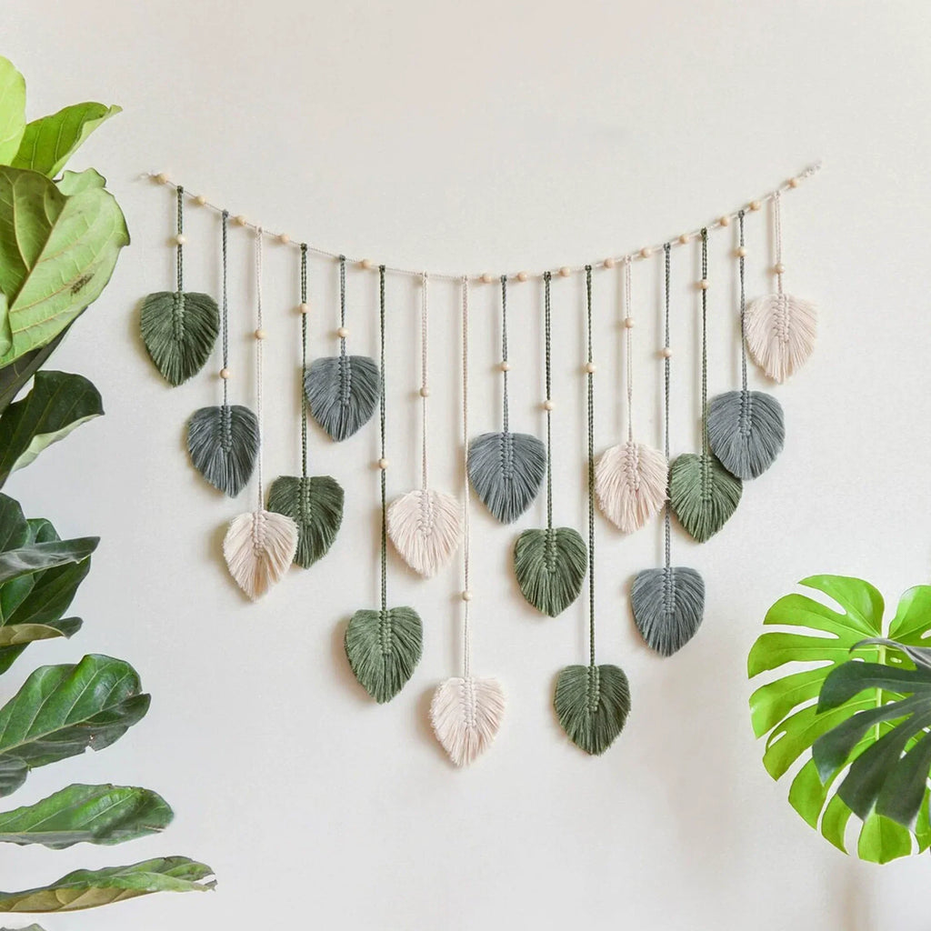 DecorBites™ Boho Style Handmade Tapestry, Room Photo Leaves Wall Decoration Wall Hanging Tapestry For Living Room Office Home Decor
