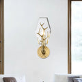 DecorBites™ Brass Antler Arm Wall Sconce with Crystal Panel, Modern Design & 1-Bulb Wall Mount Lighting