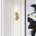 DecorBites™ Brass Finish Double Cylinder Wall Sconce - Clear Glass, 2 Lights
