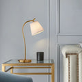 DecorBites™ Brass Single Fabric Bedside Lamp: Traditional Bucket Table Nightstand Lighting