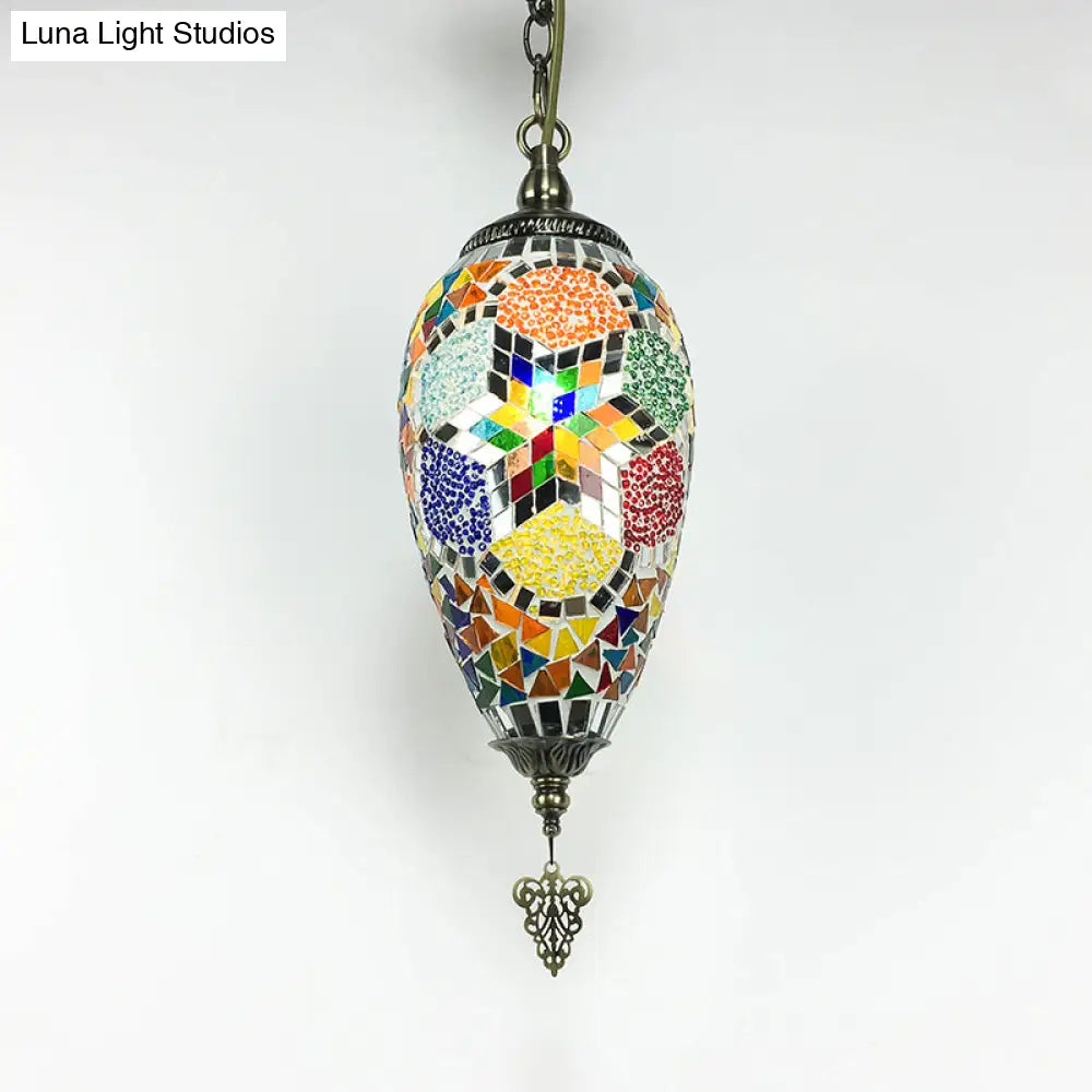 DecorBites™ Bronze Glass Teardrop Pendant Lighting - Colorful, Antique, 1/3 Heads Suspended Fixture