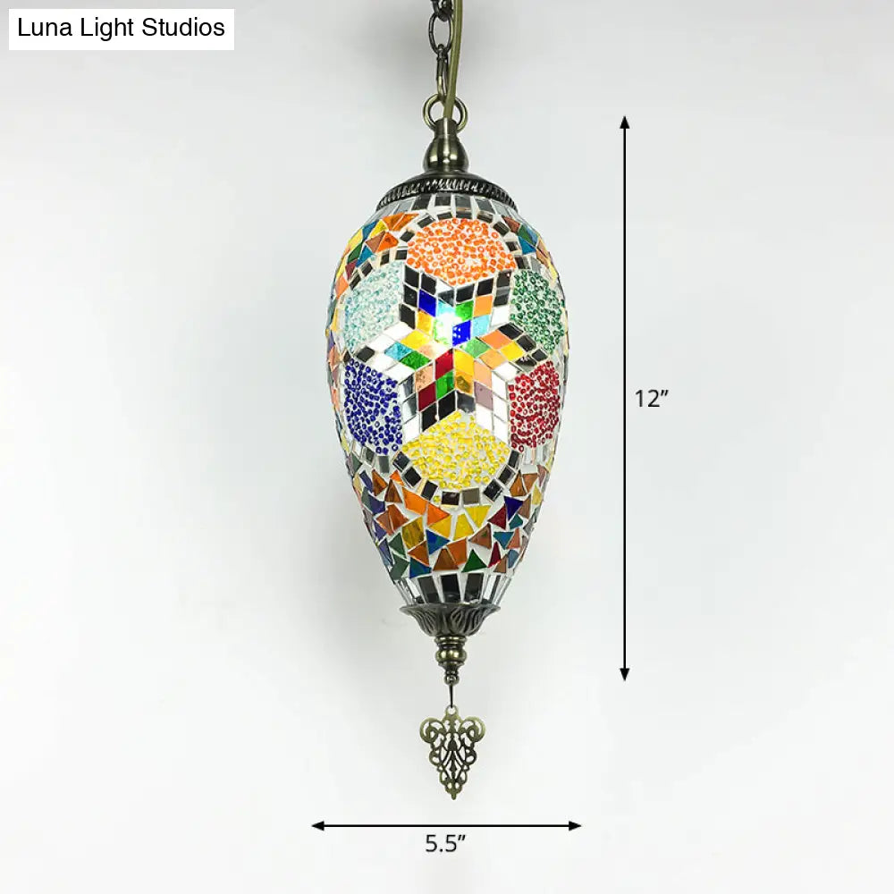DecorBites™ Bronze Glass Teardrop Pendant Lighting - Colorful, Antique, 1/3 Heads Suspended Fixture