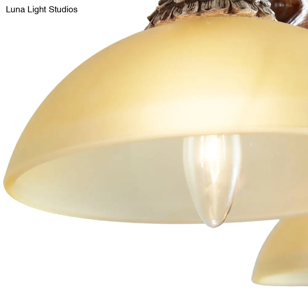 DecorBites™ Brown Glass Island Lamp - 2-Bulb Suspension Light for Restaurants with Traditional Design