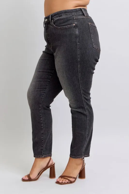 Full Size Mid Rise Tummy Control Slim Jeans Plus Size