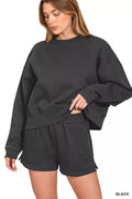 I am a Fashion Junky Fleece Round Neck Sweatshirt and Shorts Set