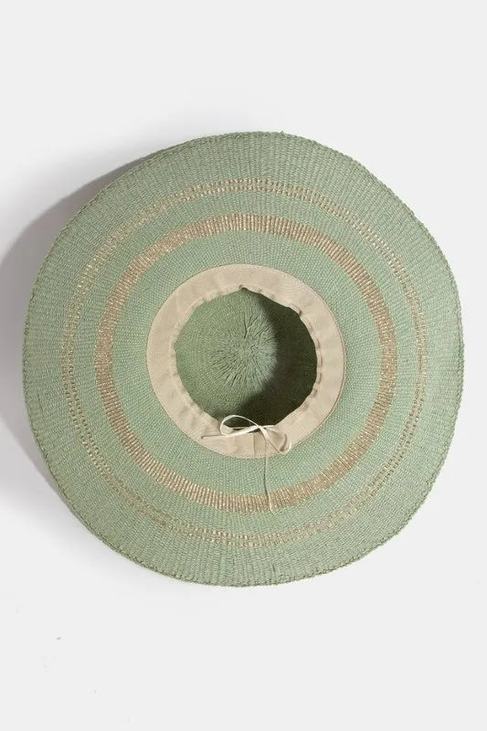 Metallic Accent Trim Floppy Sun Hat