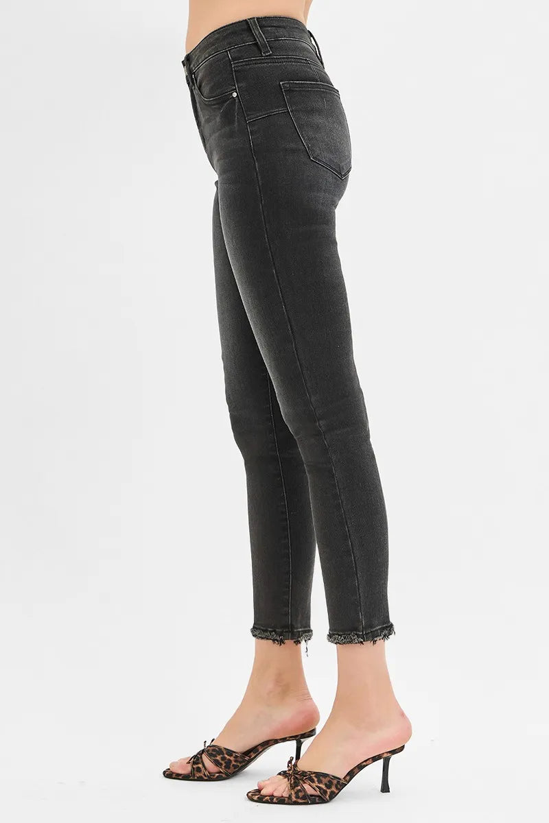 Full Size Tummy Control Mid Rise Crop Skinny Jeans Plus Size