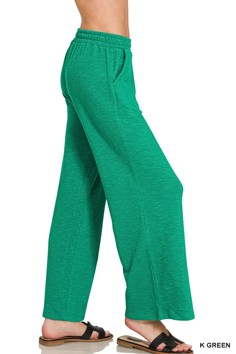 Cotton Slub Wide Leg Pants