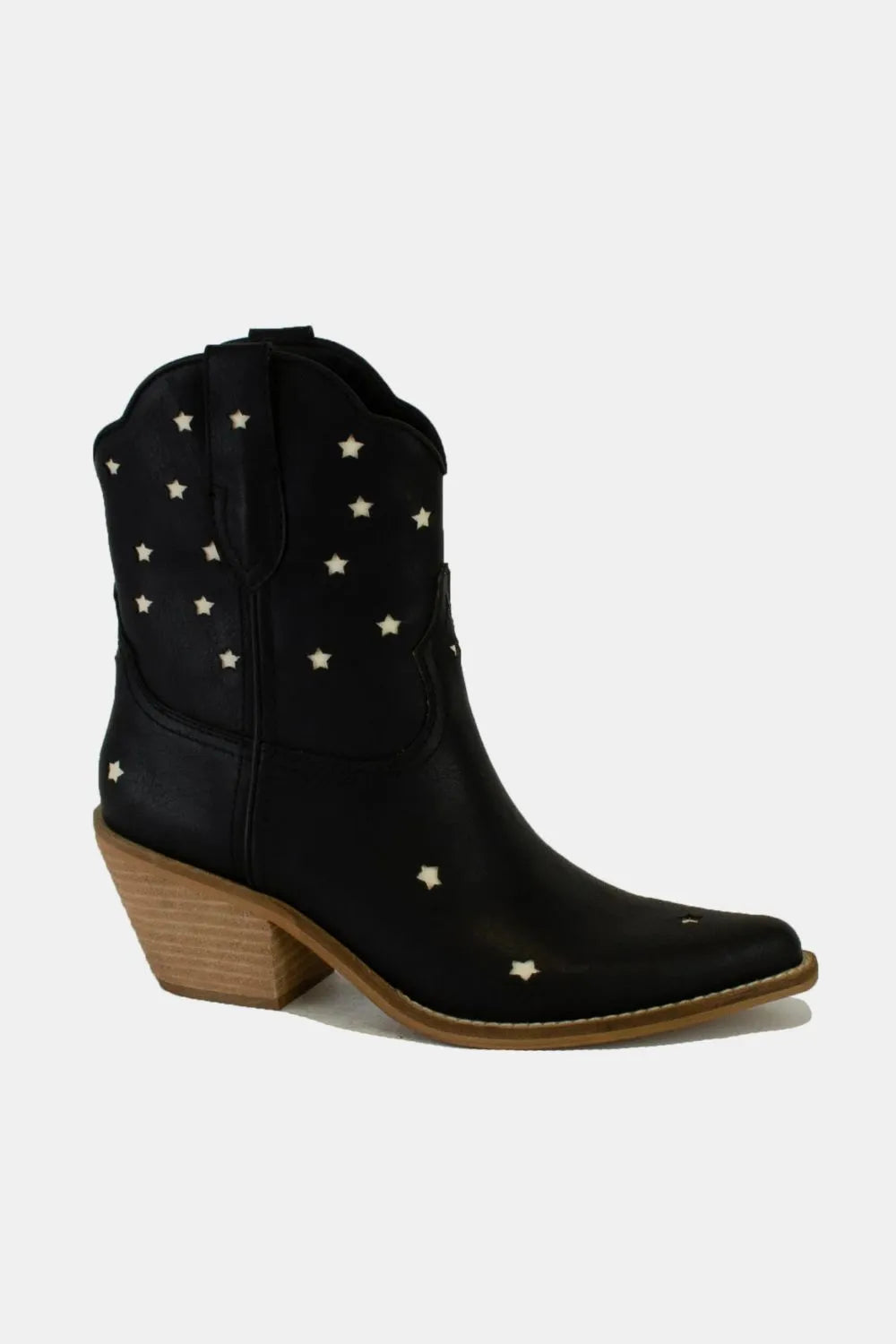 Fashion Faux Leather Star-Shaped Cutouts Point Toe Boots