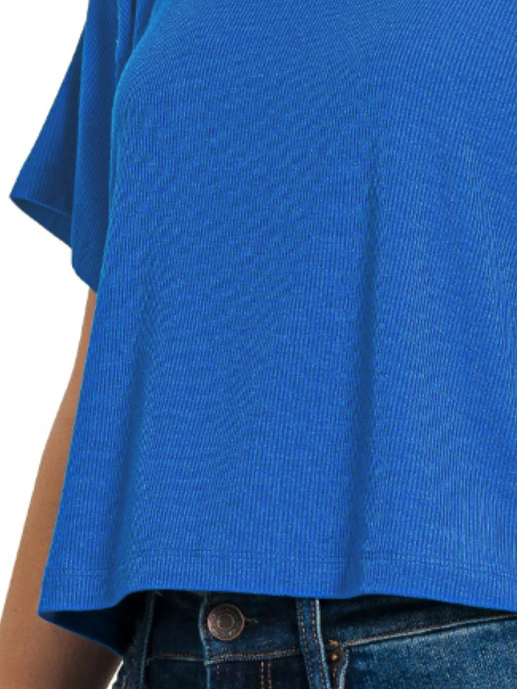 Ribbed Round-Neck Crop T-Shirt