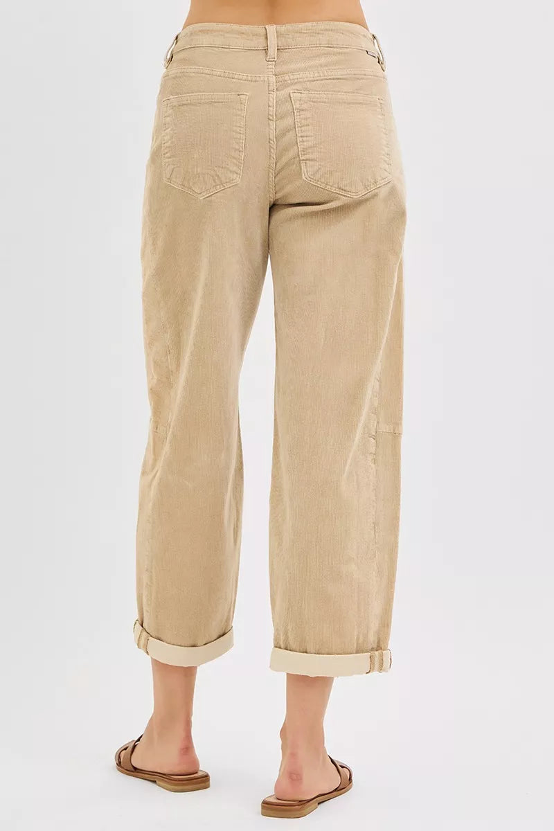 High Rise Crop Barrel Cordurory Pants