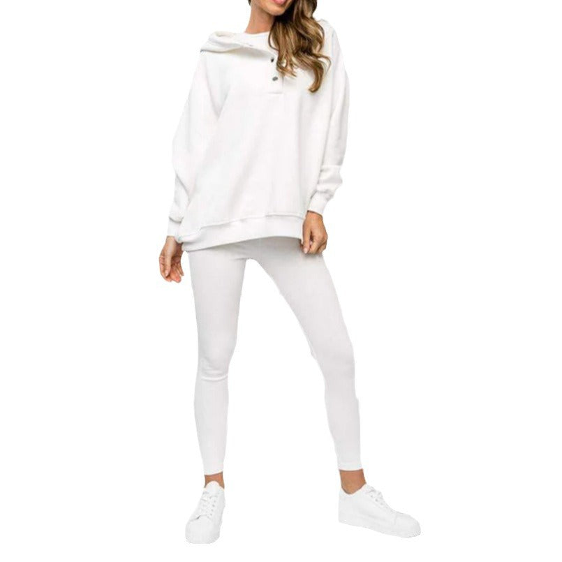 Casual Hooded Sweater Thickened Thread Fitted Vest Pants Three-piece Set See size chart under “more details”