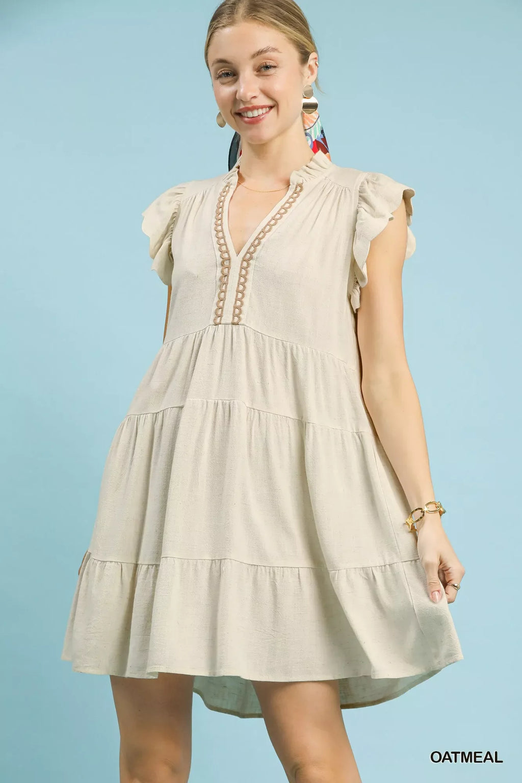Linen Tiered Baby Doll Dress