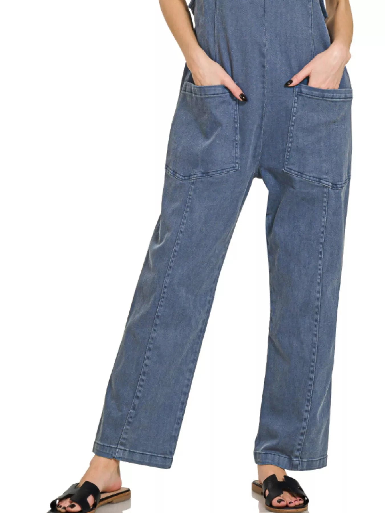 Casual Adjustable Strap Baggy Jumpsuit With Pocket