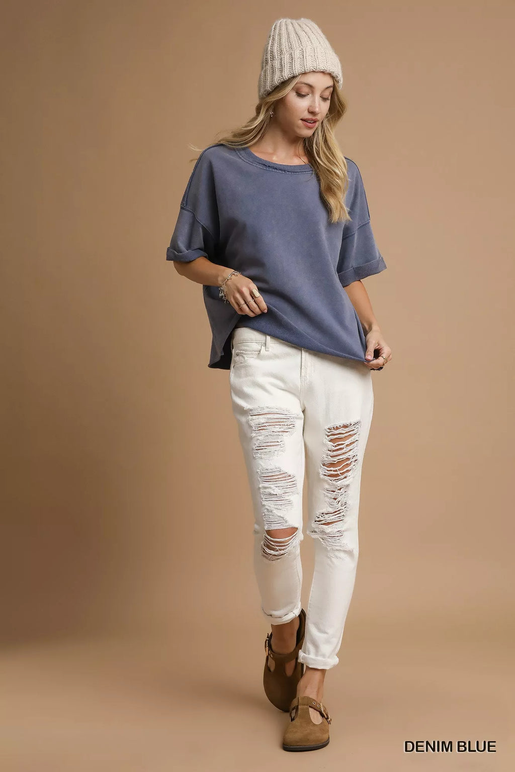 Mineral Wash Round Neck Top