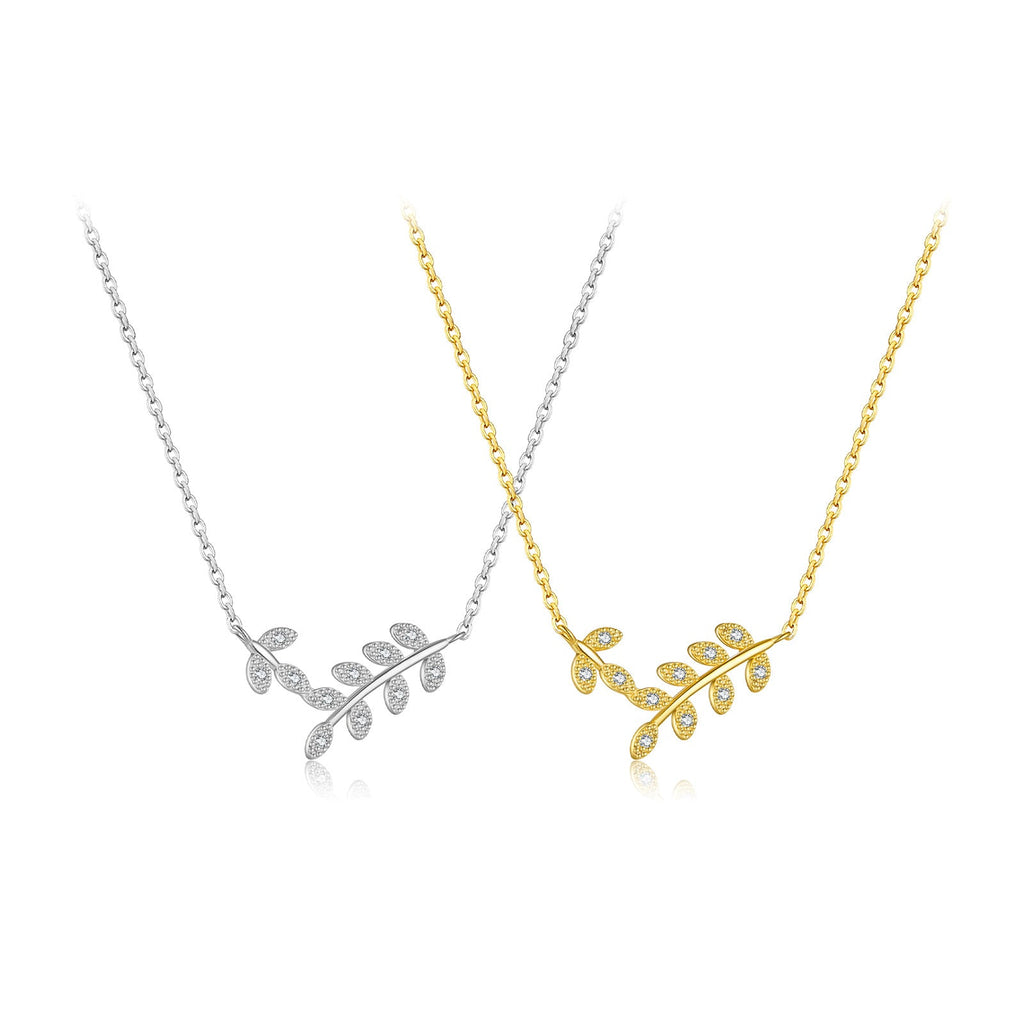 S925 Sterling Silver Leaf Shaped Necklace
