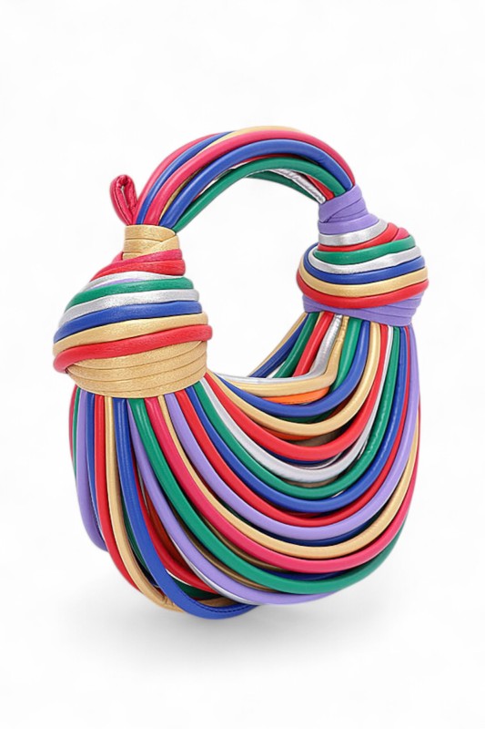 Faux Leather String Rope Top Handle Swing Bag