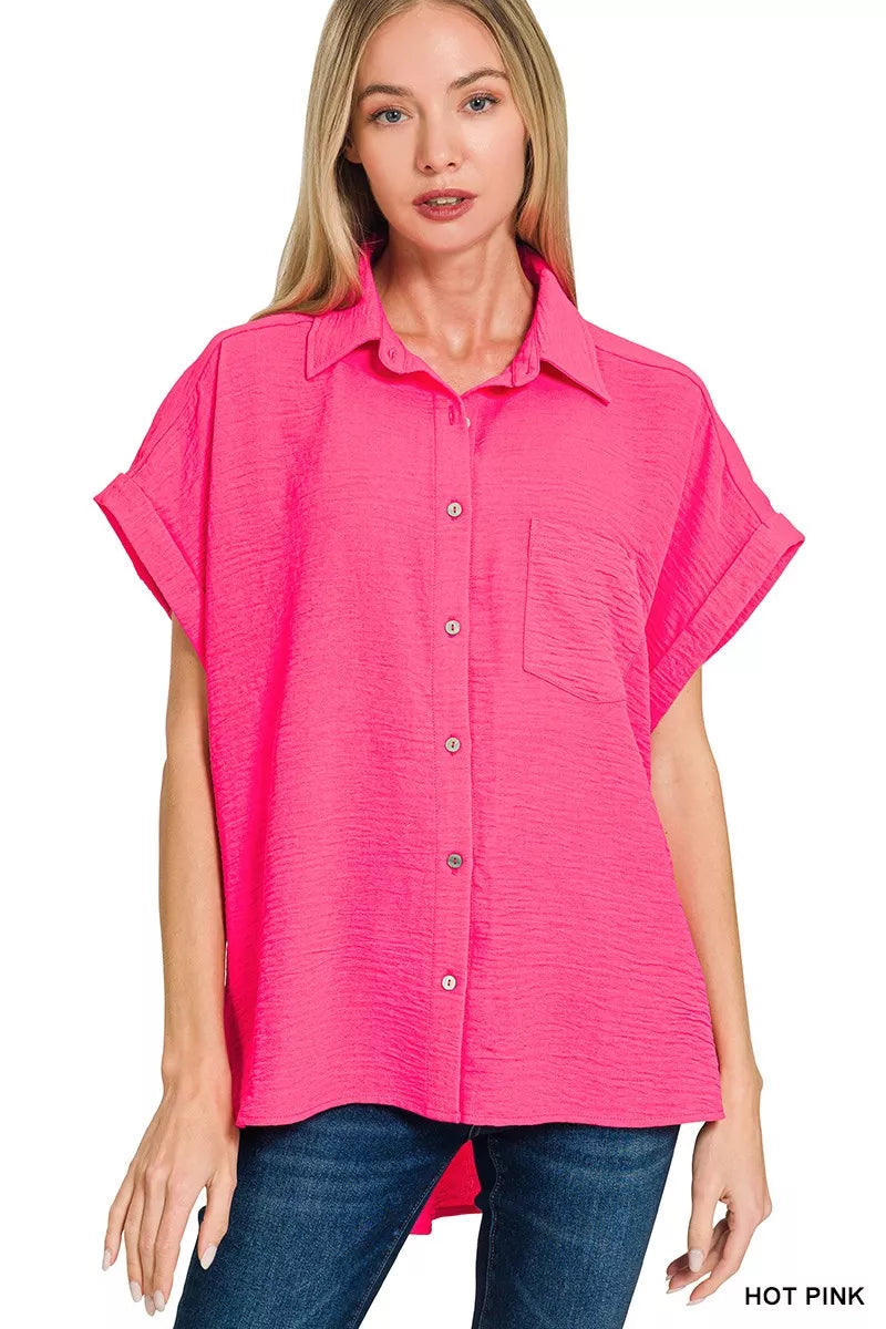 Woven Airflow Button Down Shirt