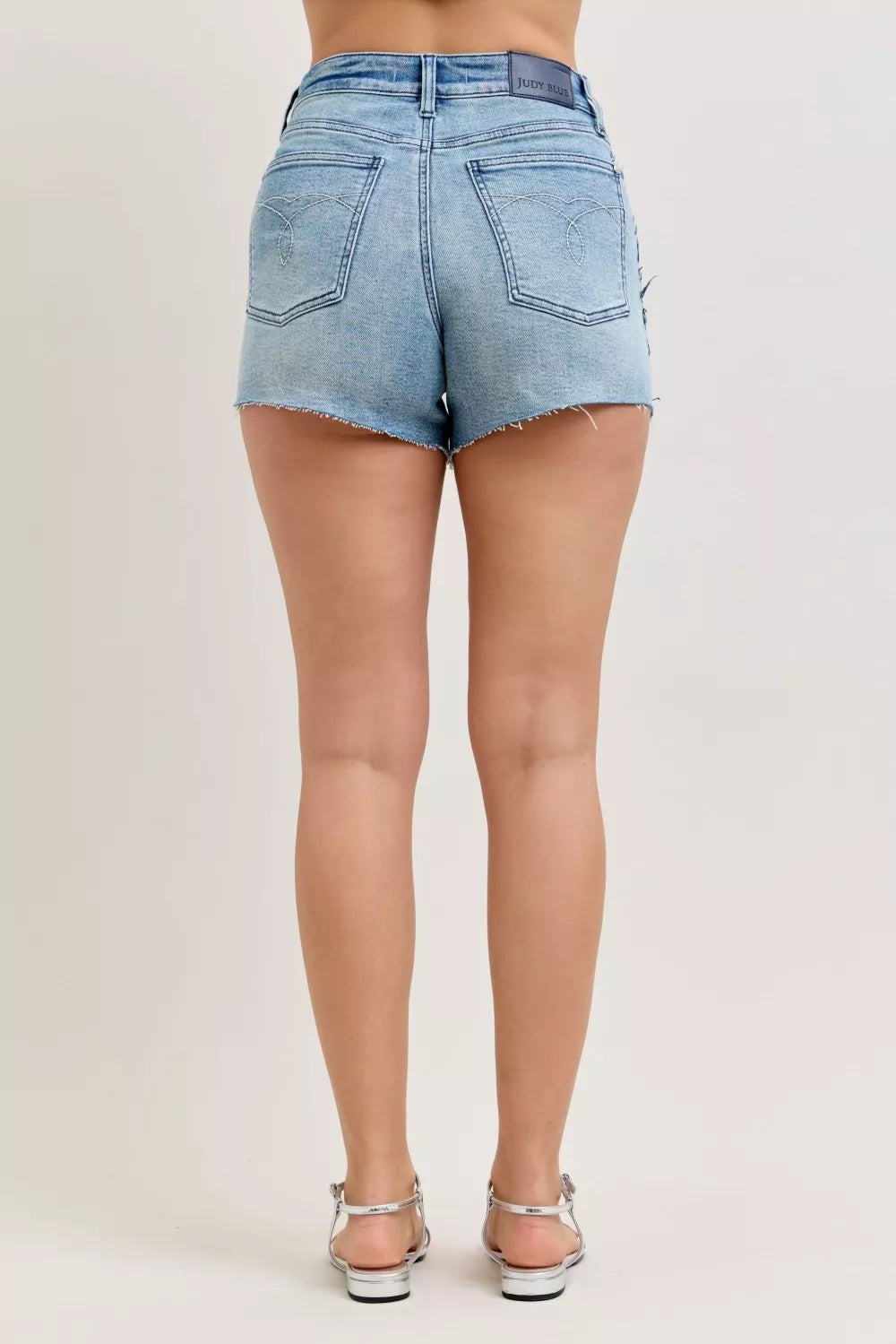 Hw Rigid Magic Cut Off Denim Shorts with Raw Side Seams