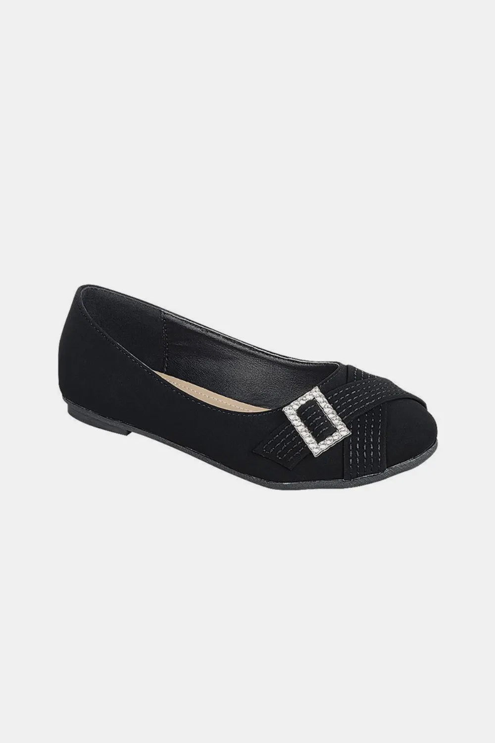 Slip On Rhinestone Buckle Ballet Flats