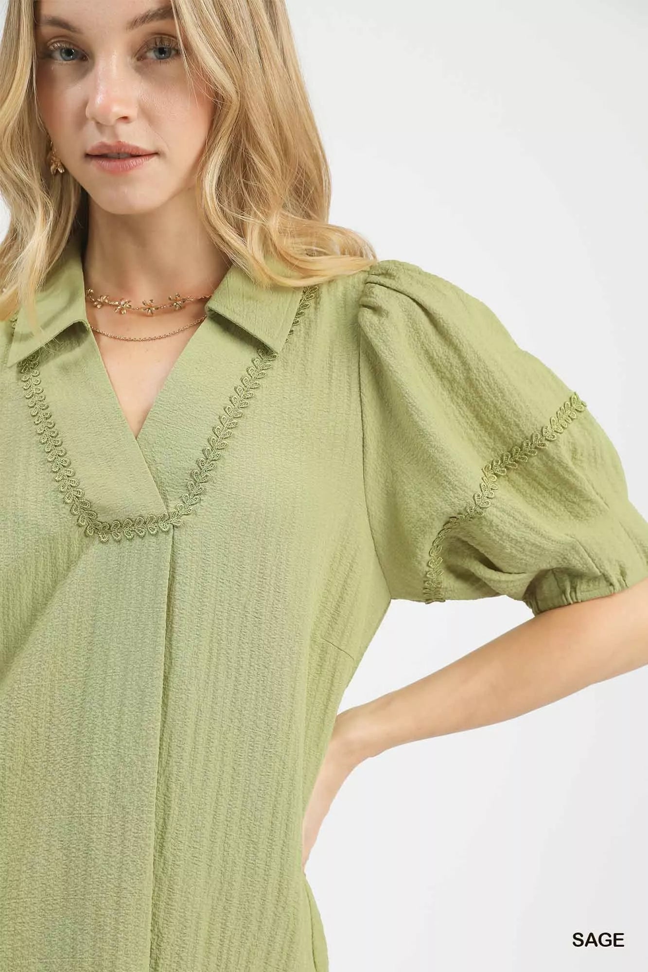 Textured Puff Sleeve Top