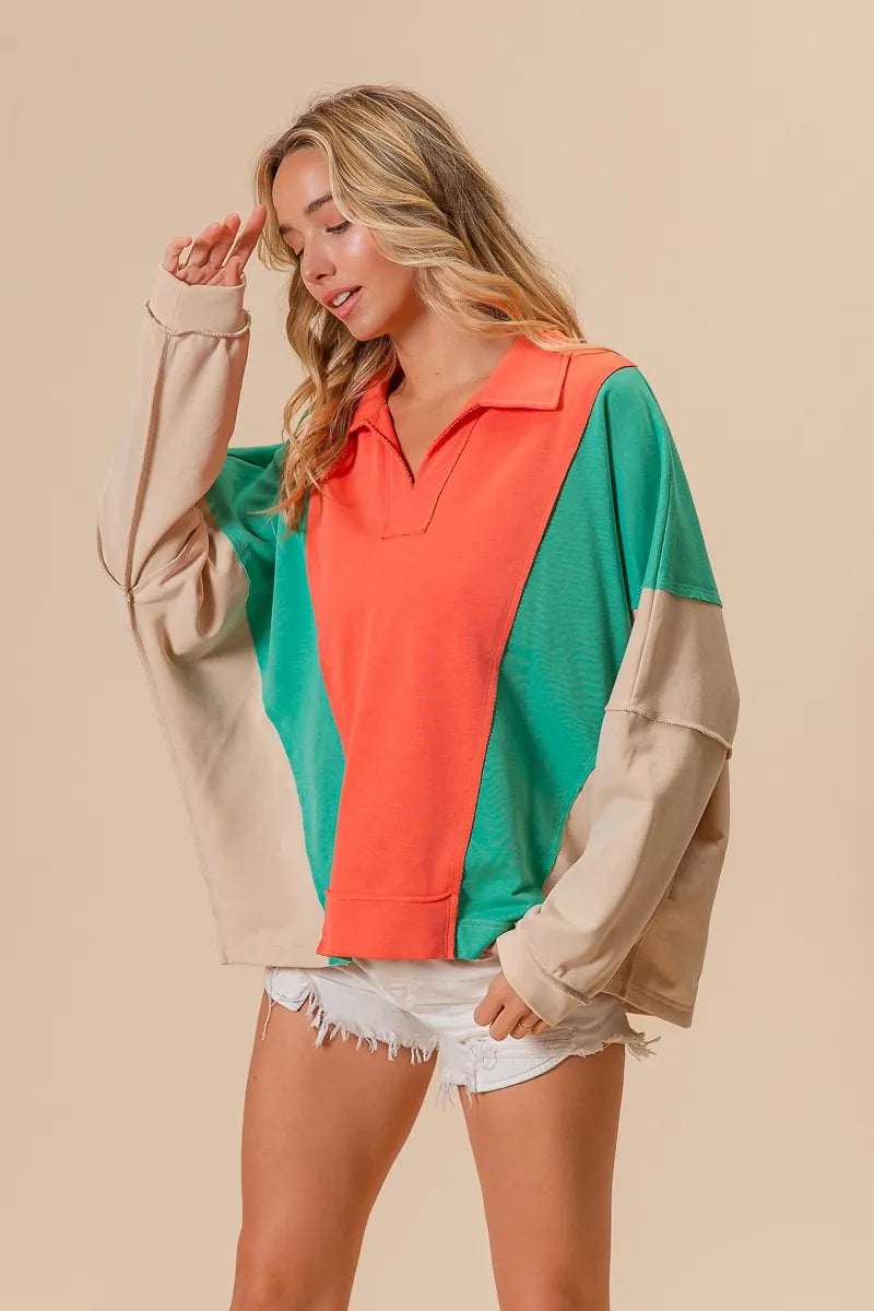 Colorblock Exposed Seam French Terry Sweatshirt