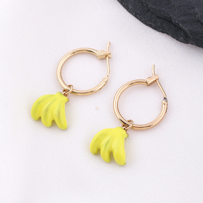 Fruit Banana Earrings S925 Silver Post