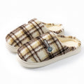 Women's Home Plush Warm Non-slip Plaid Cotton Shoes See size chart under “more details”