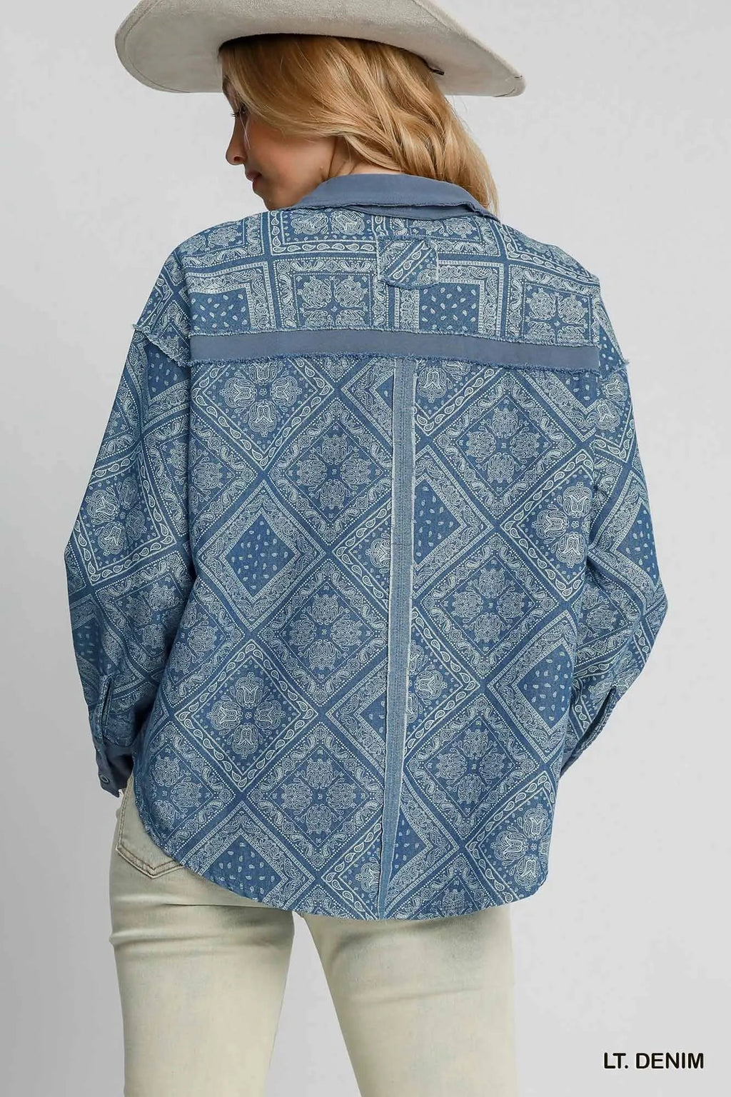 Paisley Print Denim Shirt Jacket