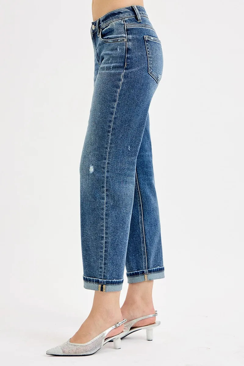 Full Size Low Rise Crop Boyfriend Jeans Plus Size