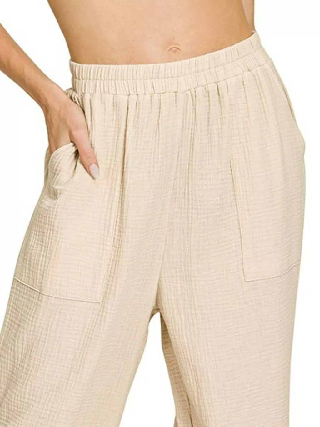Double Gauze Elastic Band Pants
