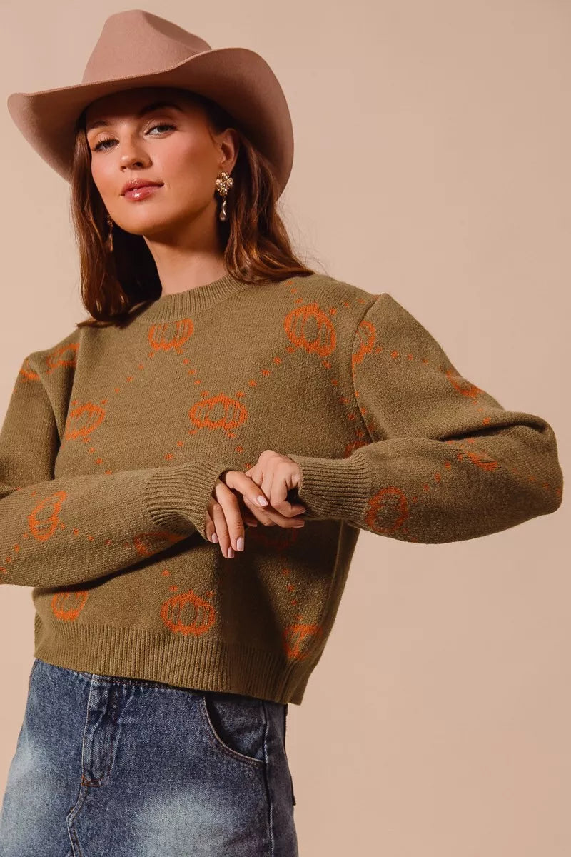 Pumpkin Rhombus Halloween Thanksgiving Sweater