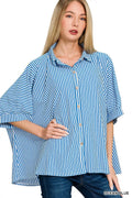 Oversized Stripe Button Down Shirt