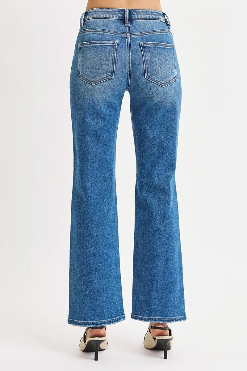 Full Size High Rise Ankle Straight Front Body Distressed Jeans Plus Size