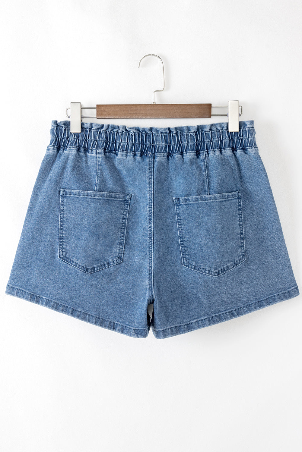 Drawstring High Waist Casual Denim Shorts with Pockets