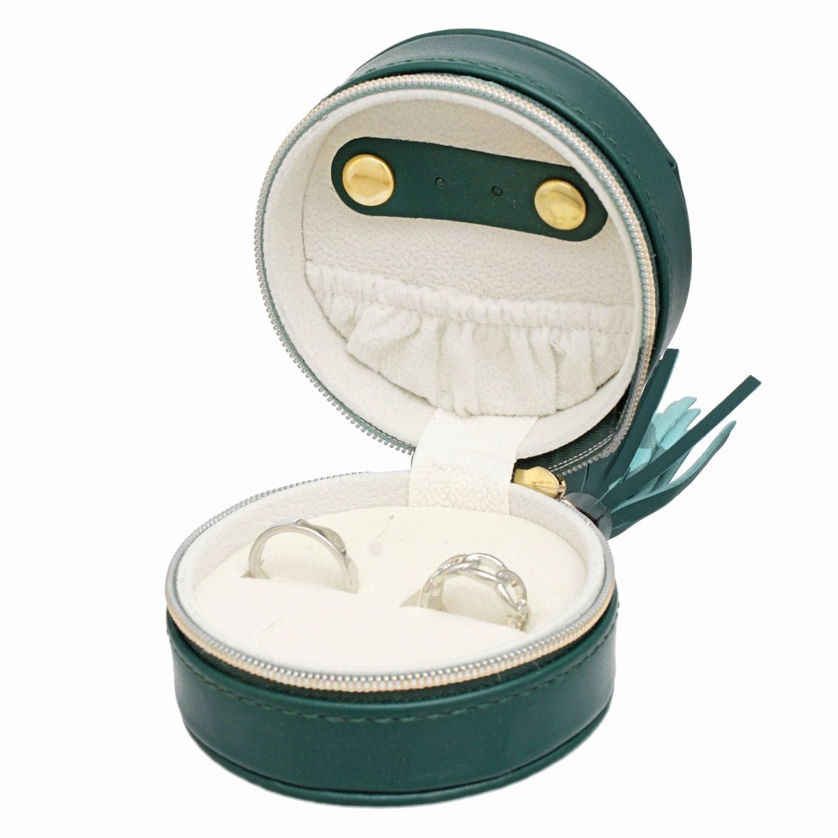 Jewelry Box Organizer Round Travel Green Stylish for Women