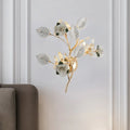 DecorBites™ Ceramic and Crystal Branch Wall Lamp with 3 Bulbs and Rose/Leaf Design in Black/White for Bedroom Sconce Lighting