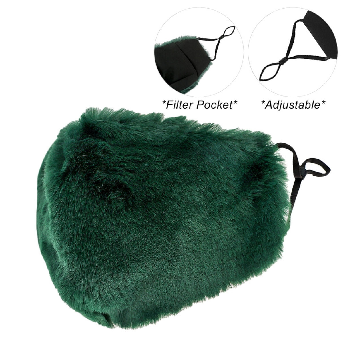 Faux Fur Mask Green Stylish Fashion Accessory