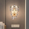 DecorBites™ Champagne Hexagon-Crystal Wall Sconce with 3 Tapered Bulbs - Contemporary Flush Mount Light