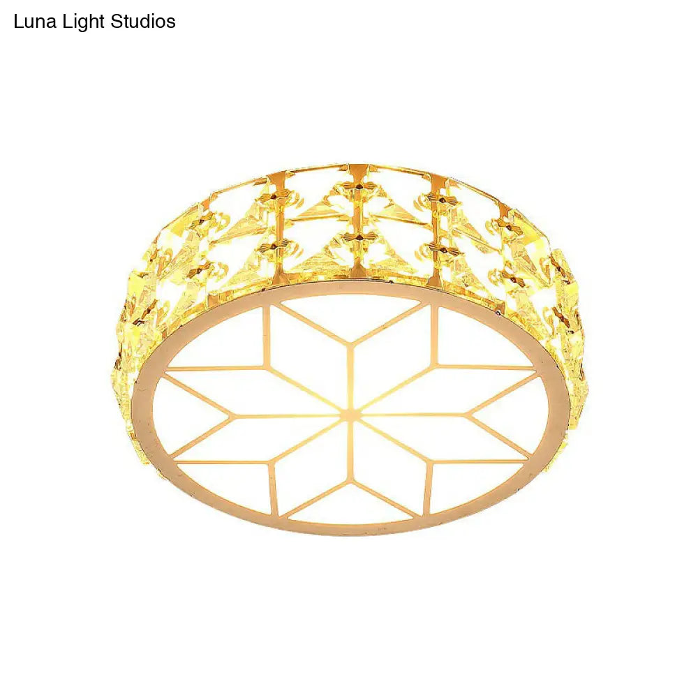 DecorBites™ Champagne LED Crystal Embedded Round Ceiling Light - Simple Style Flush Mount for Passageway