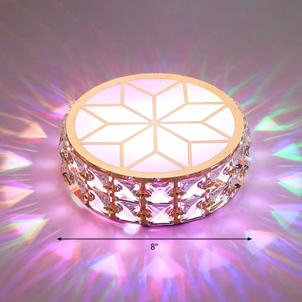DecorBites™ Champagne LED Crystal Embedded Round Ceiling Light - Simple Style Flush Mount for Passageway