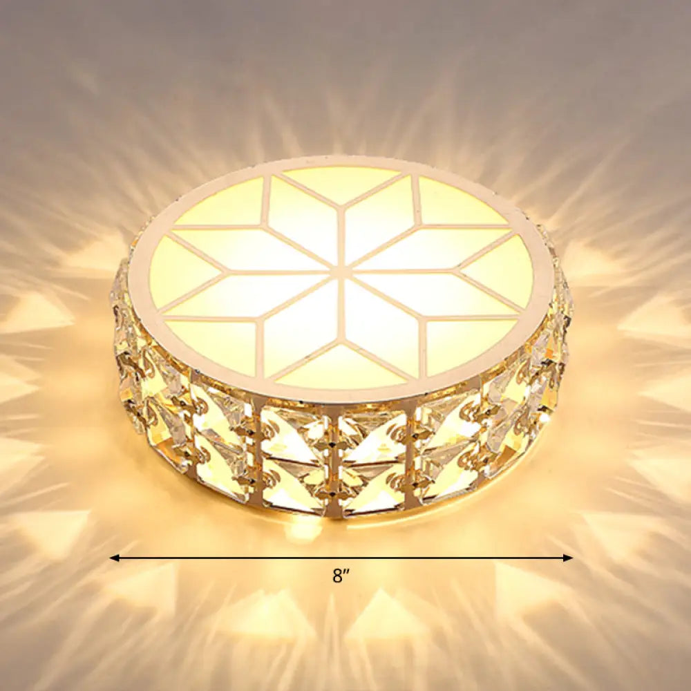 DecorBites™ Champagne LED Crystal Embedded Round Ceiling Light - Simple Style Flush Mount for Passageway