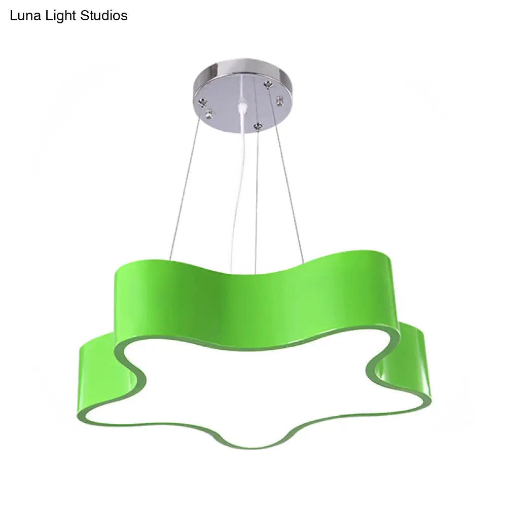 DecorBites™ Child Care Centre LED Hanging Light Kids Red/Green/Yellow Finish Drop Pendant with Star Acrylic Shade, 11"/15" W