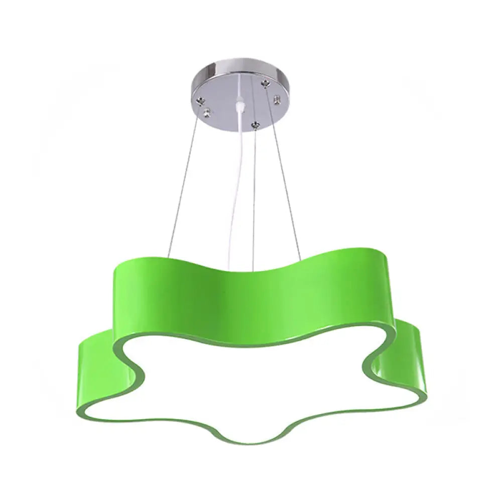 DecorBites™ Child Care Centre LED Hanging Light Kids Red/Green/Yellow Finish Drop Pendant with Star Acrylic Shade, 11"/15" W