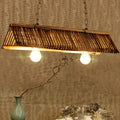 DecorBites™ Chinese Bamboo Triangular Island Light - Brown Pendant Lighting Fixture with 2 Heads for Tearoom