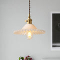 DecorBites™ Chloe - Scalloped Pendant Light: Industrial Brass & White Glass