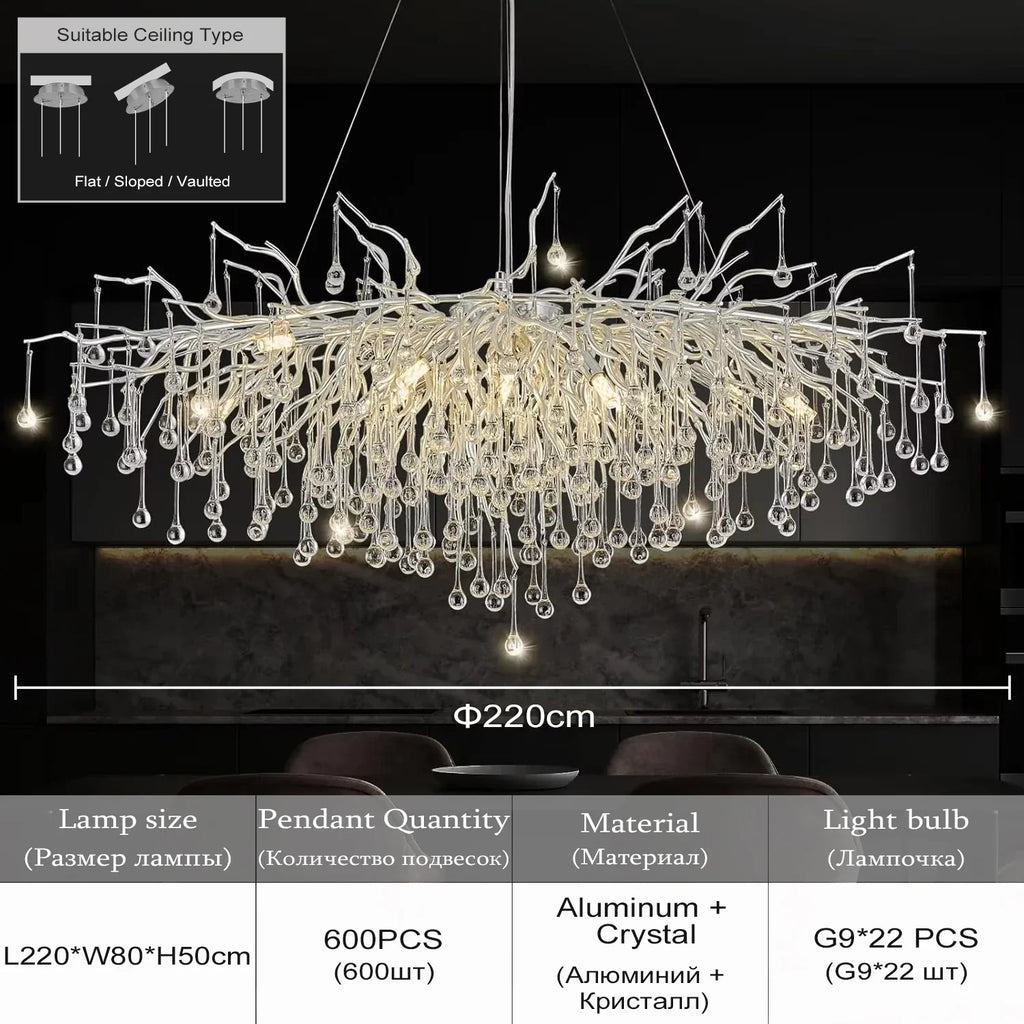DecorBites™ Chrome Rectangular Crystal Chandelier Light Fixture